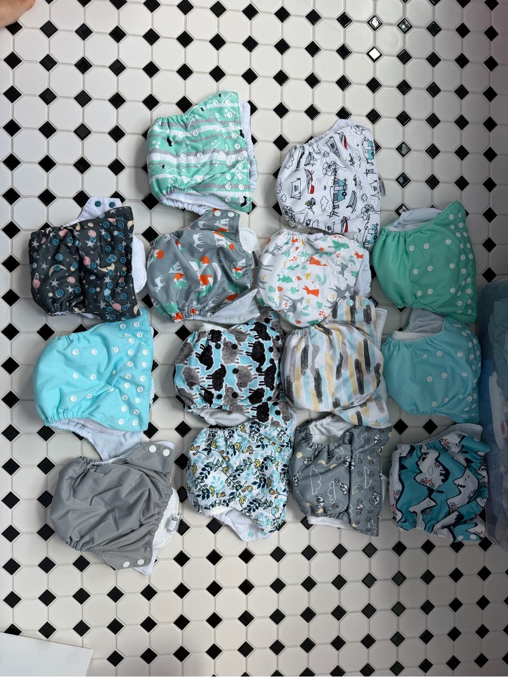 Assorted Mint & Gray baby one size cloth Diaper Cover - Multi-Color Pack